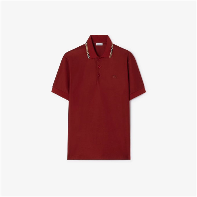 burberry check collar ekd embroidery cotton pique polo shirt